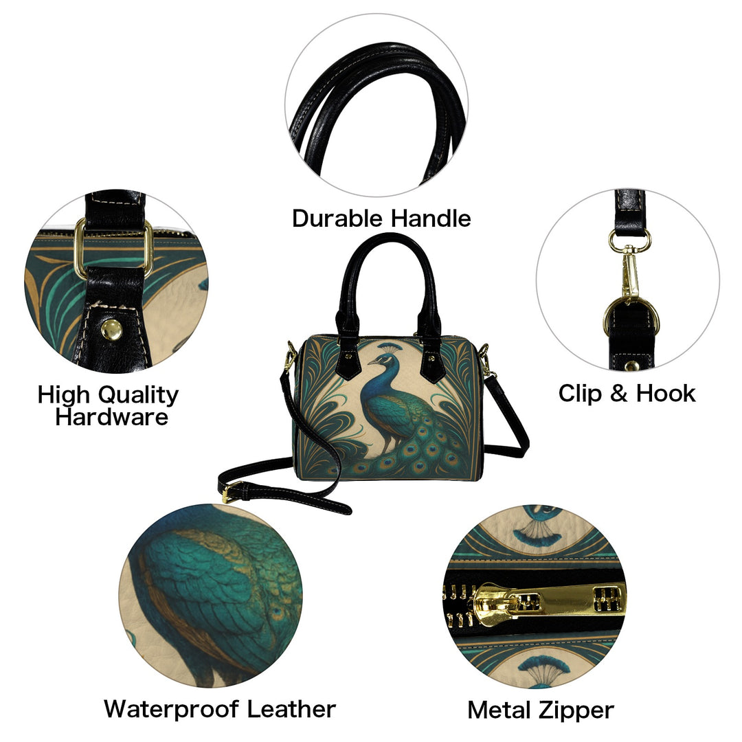 The Gilded Peacock Handbag – vintage-inspired art bag blending luxury, elegance, and retro flair detailed images