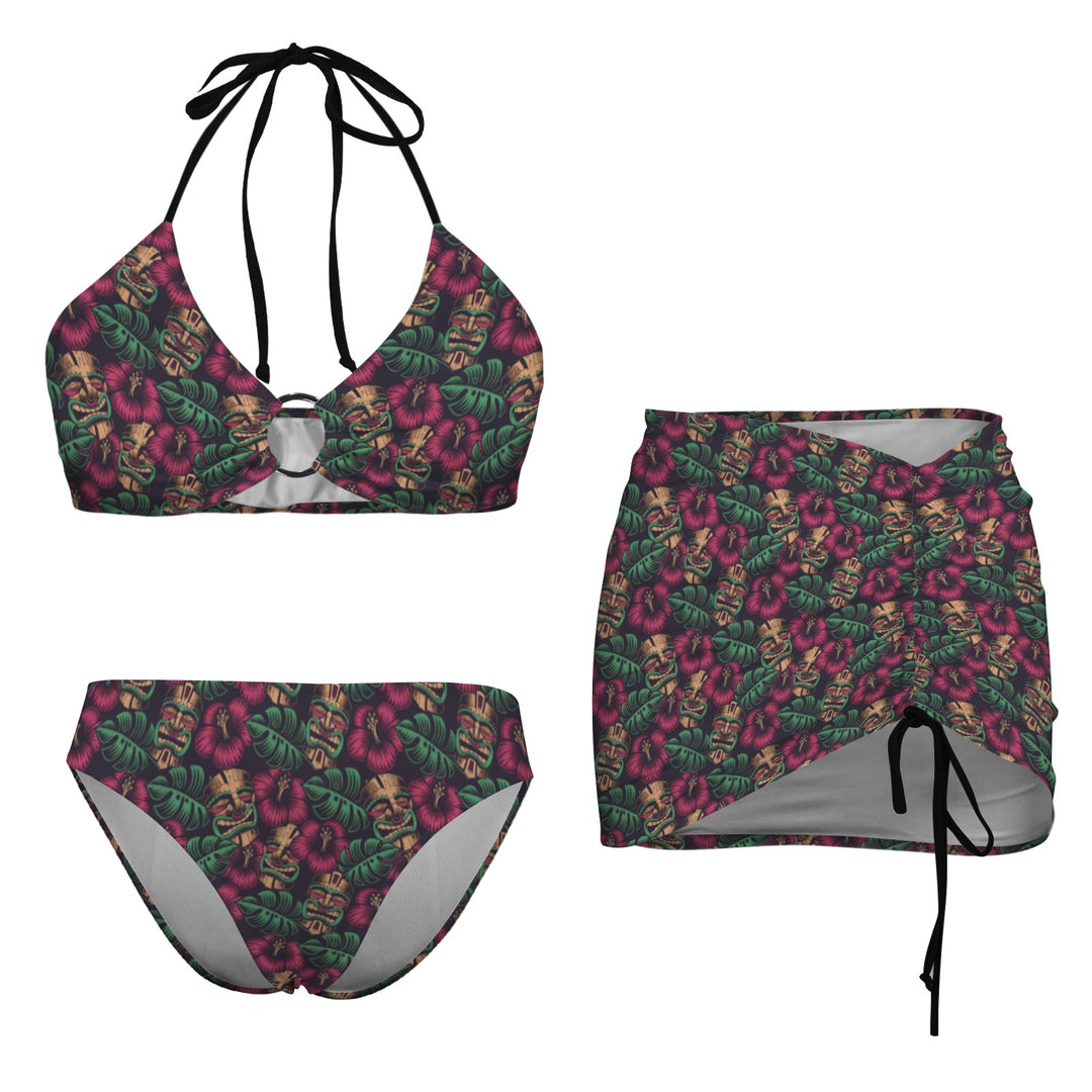 Leilani Tiki Retro Bikini Set with Skirt