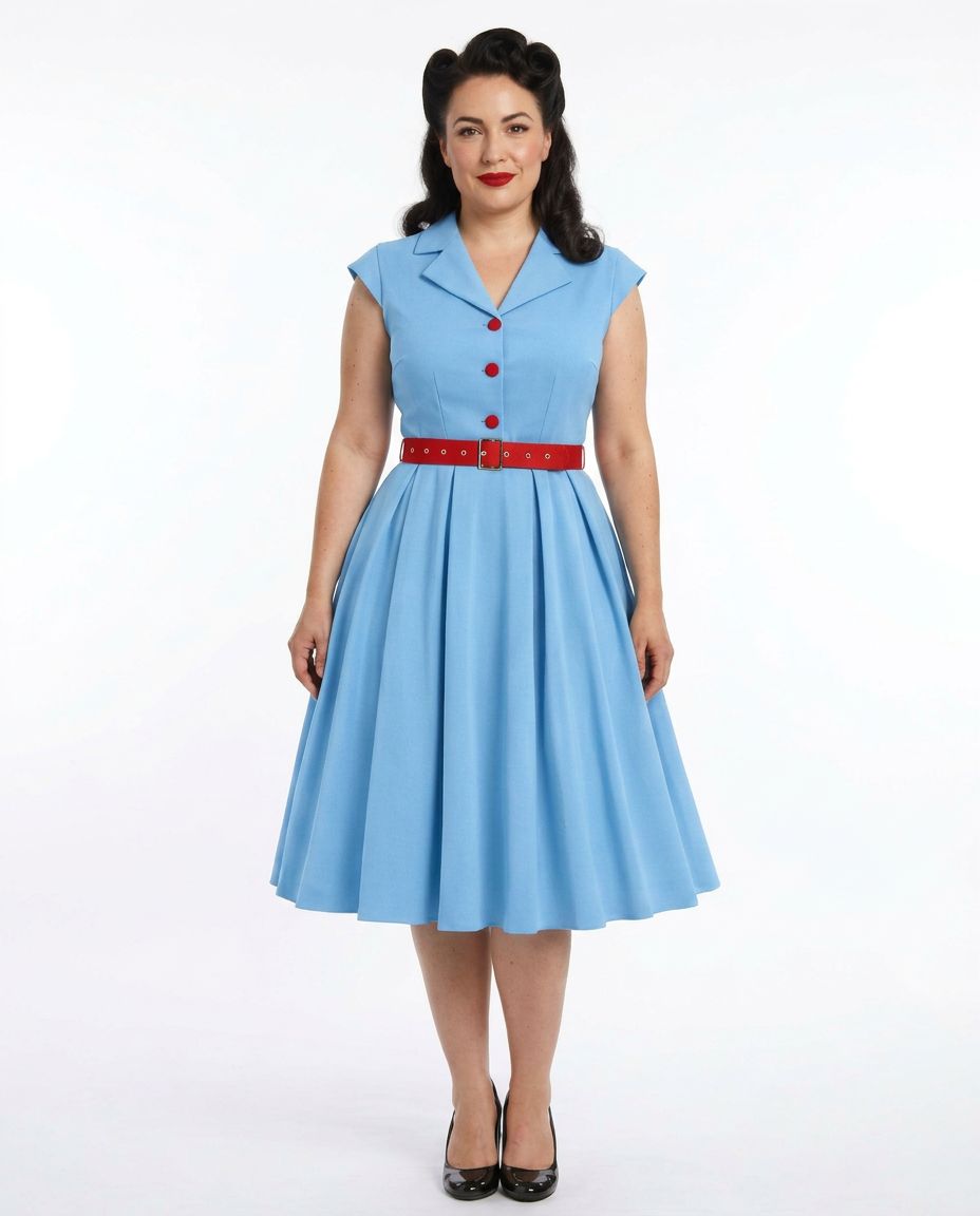 Vintage Blue Swing Dress - Sizes S to 2XL