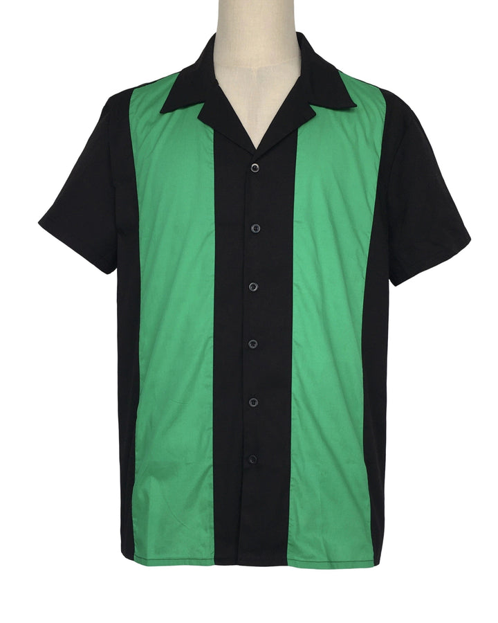 Mens Vintage Style Bowling Dress Shirt - Green
