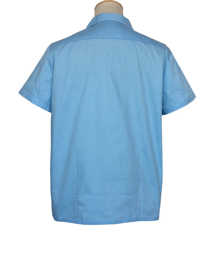 Mens Vintage Style Bowling Dress Shirt - Blue Striped Panel