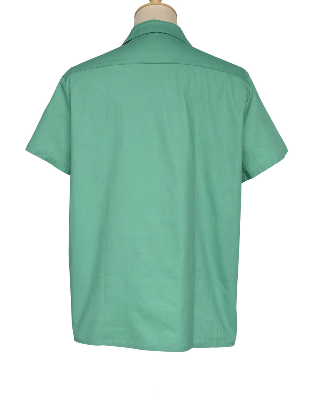 Mens Vintage Style Bowling Dress Shirt - Mint Green White Panel