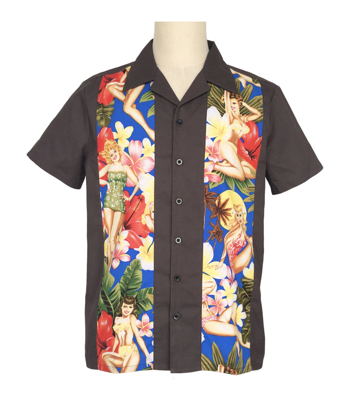 Mens Vintage Style Bowling Dress Shirt - Pinups in Paradise