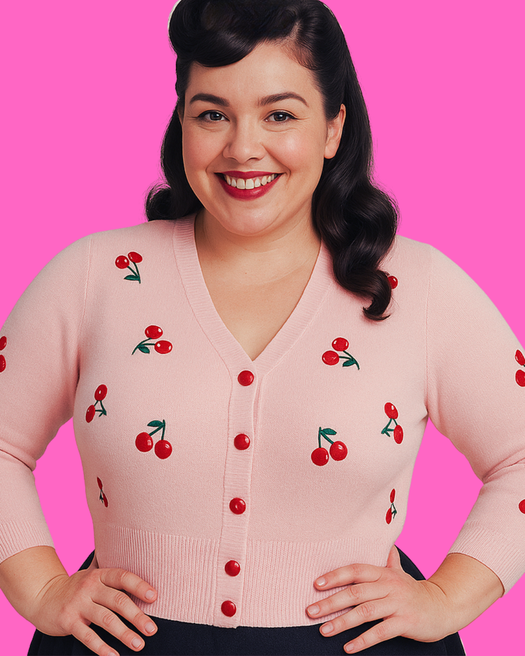 Cropped Cardigan – Cherry Knit Retro Style