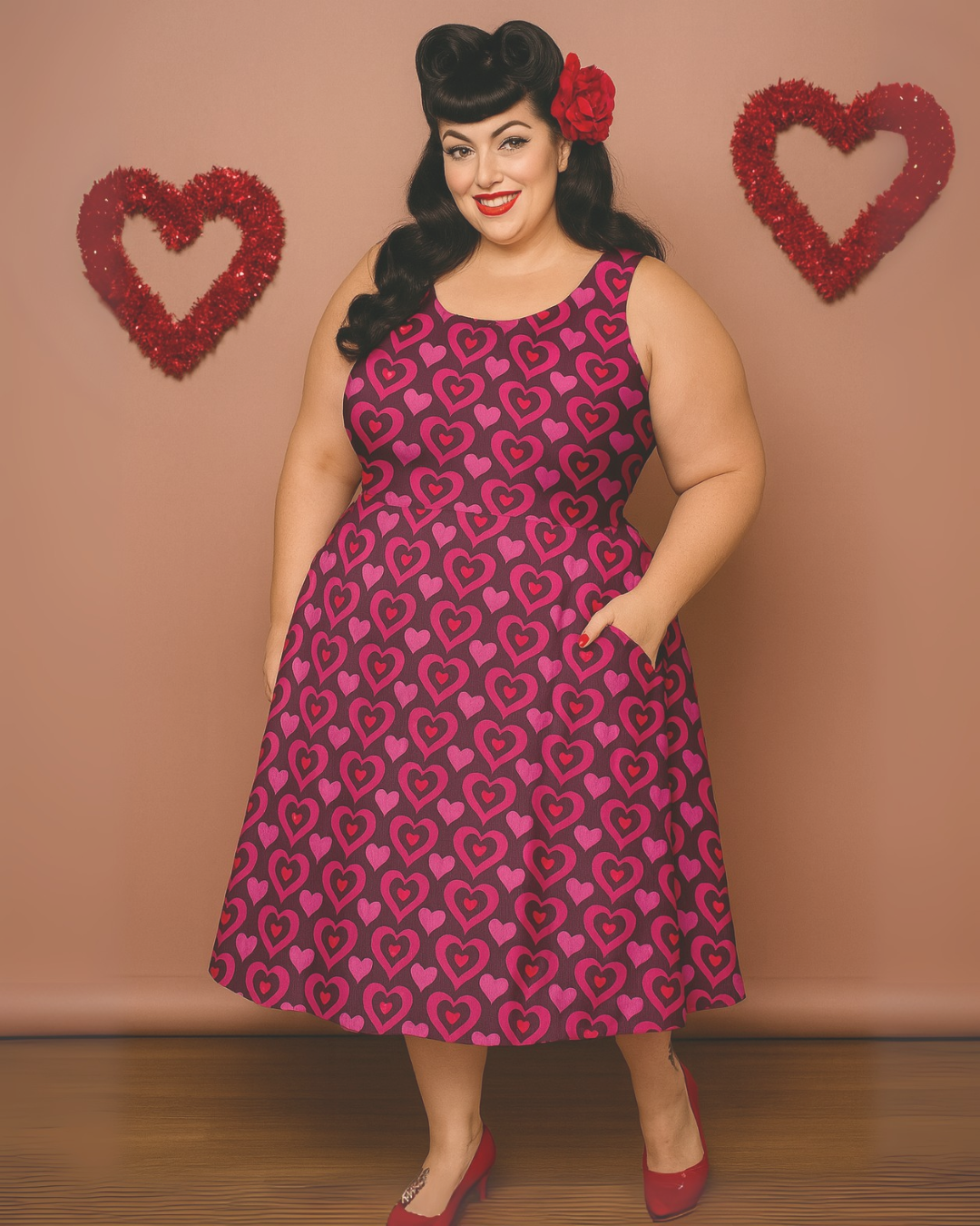 MY GROOVY VALENTINE Knee Length Skater Dress