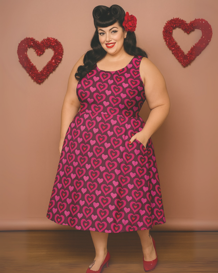 MY GROOVY VALENTINE Knee Length Skater Dress