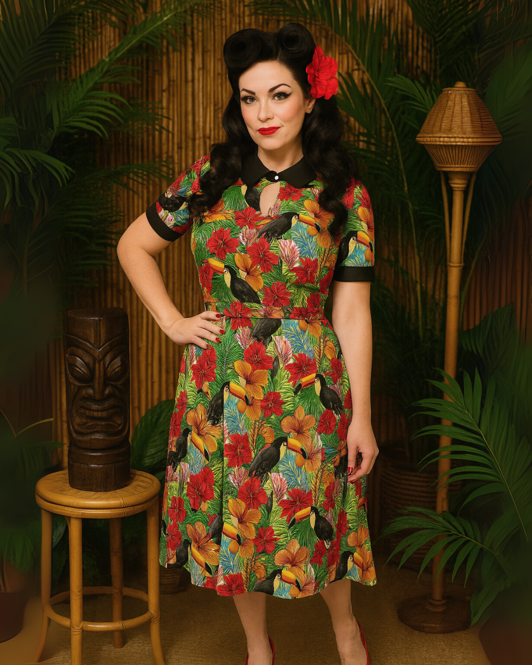 Toucans Ava 1940s Style Vintage Dress