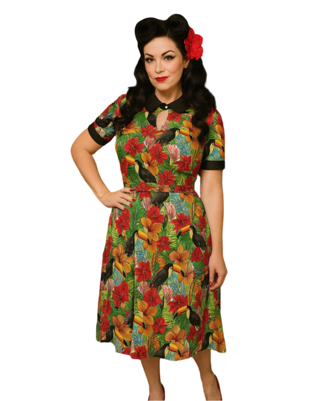 Toucans Ava 1940s Style Vintage Dress
