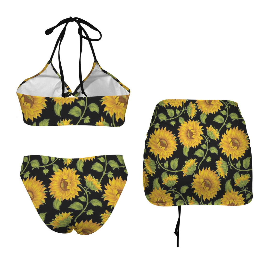 Sunflowers Retro Bikini Set with Skirt