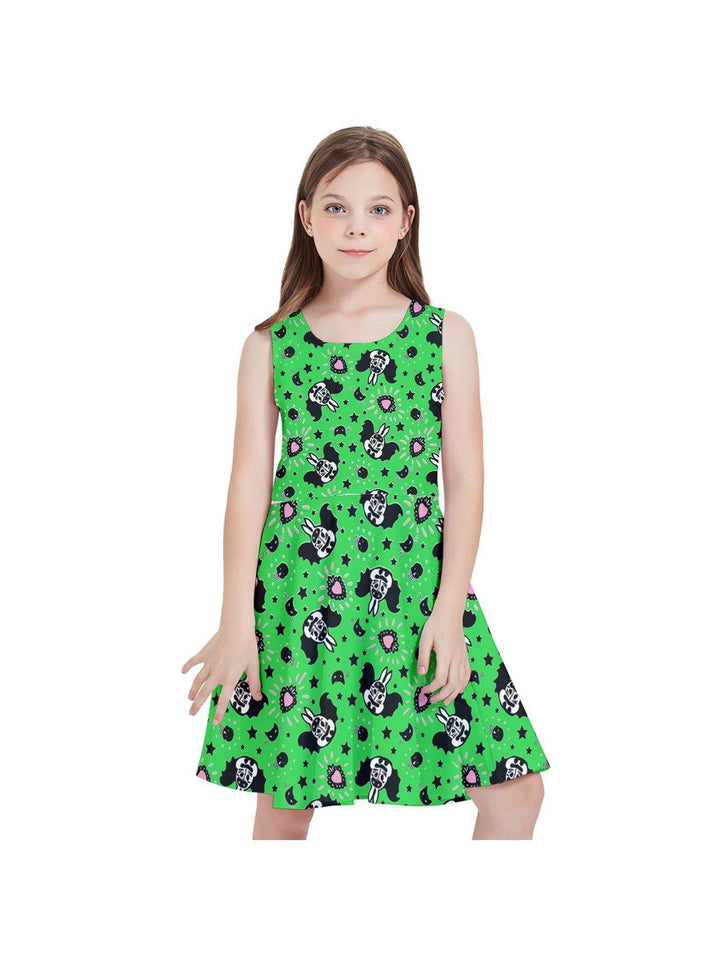 Bat Bunny Green Kids' Skater Dress