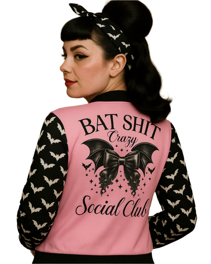 Bat Shit Crazy Social Club Womens Bomber Jacket