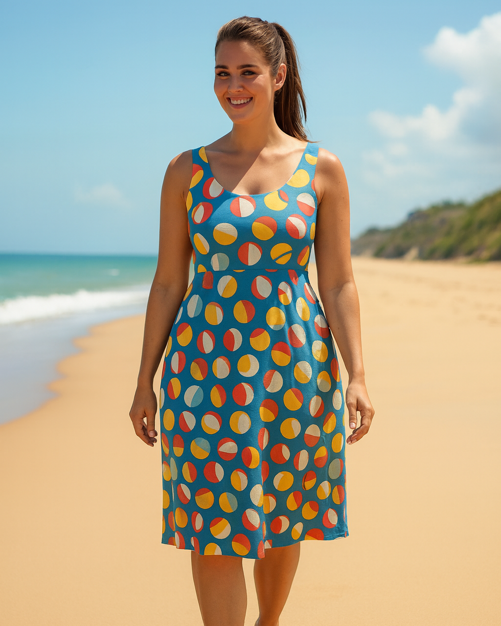 Retro Beach Balls Skater Dress with pockets