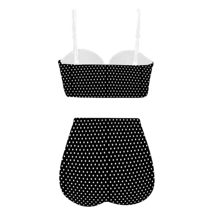 Black Polka Dot High Waist Retro Bikini - Poison Arrow Retro