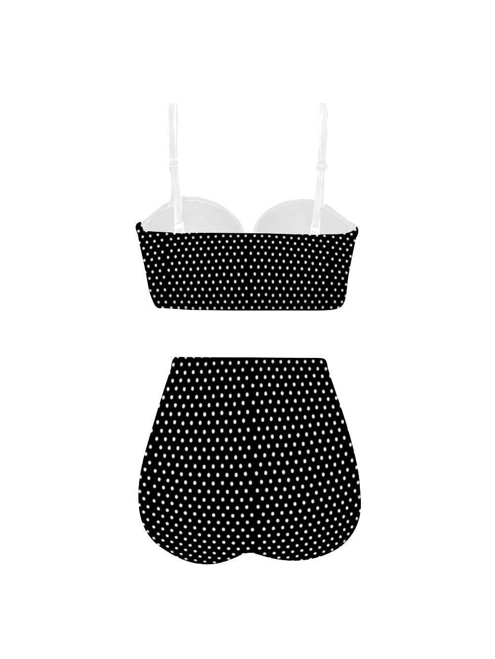 Black Polka Dot High Waist Retro Bikini