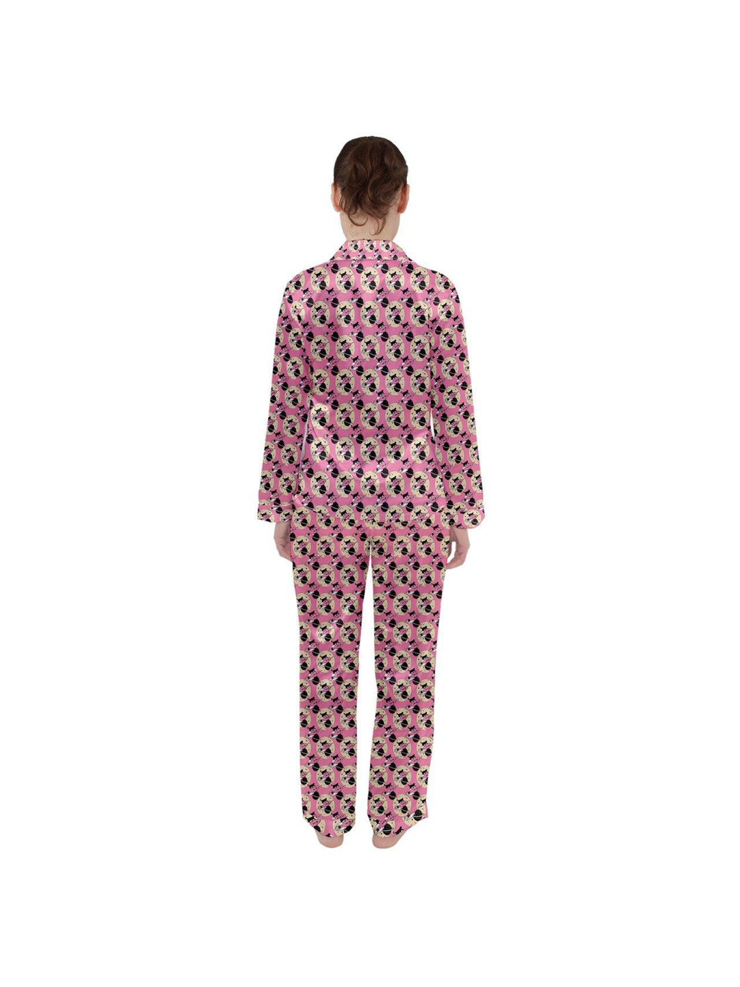 Cosmic Kitties Pink Women's Long Sleeve Satin Pyjamas Set
