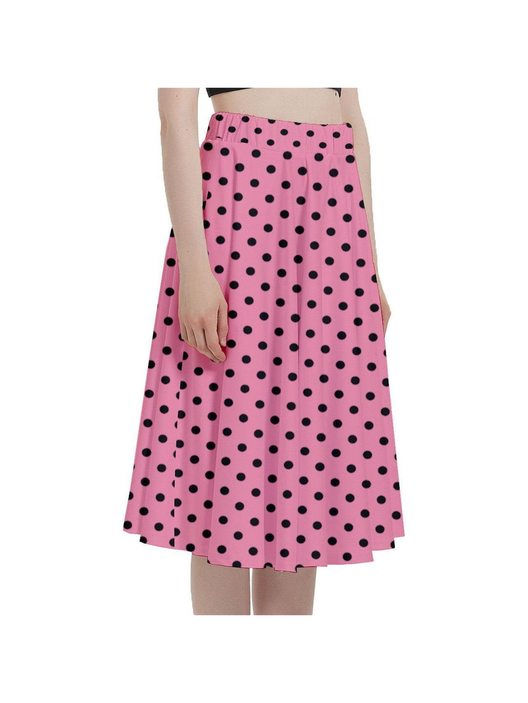 Flamingo Pink Polka Dots Full Circle Skirt