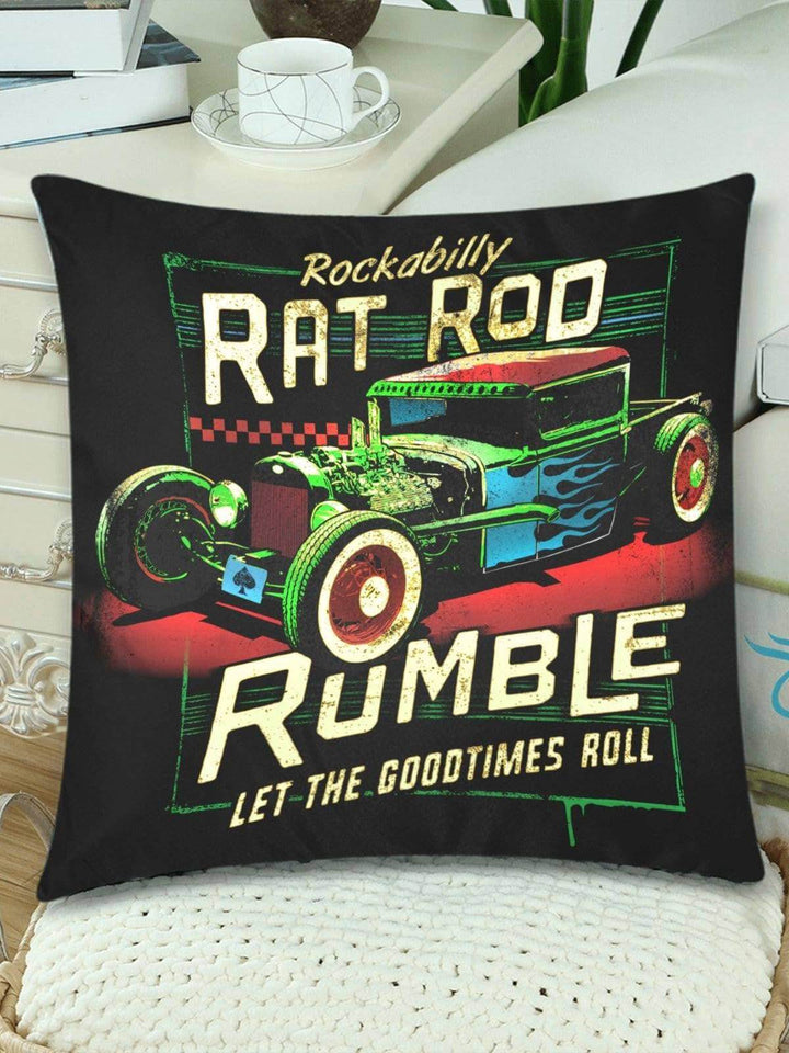 Rat Rod Rumble Throw Pillow Cover 18"x 18" (Twin Sides) (Set of 2) - Poison Arrow Retro