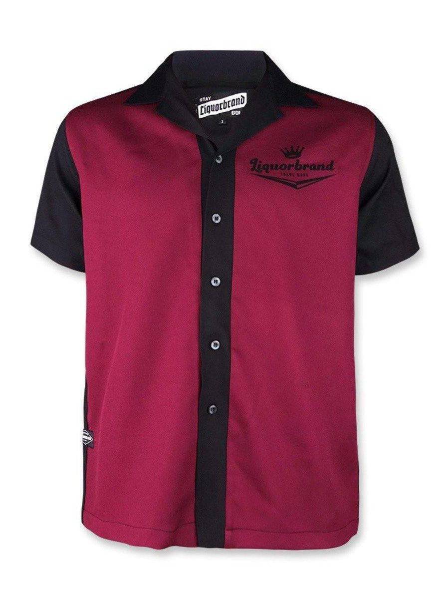 LIQUORBRAND STARBURST BURGUNDY BOWLING SHIRT - Poison Arrow Retro