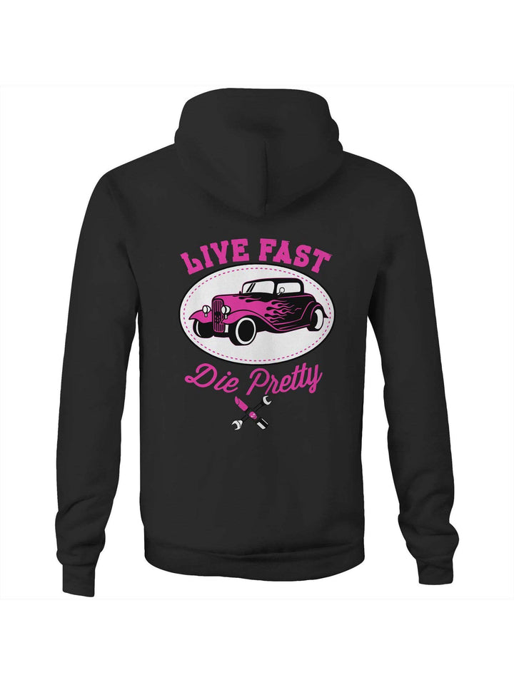 Live Fast Die Pretty - Fleecy Womens Hoodie - Poison Arrow Retro