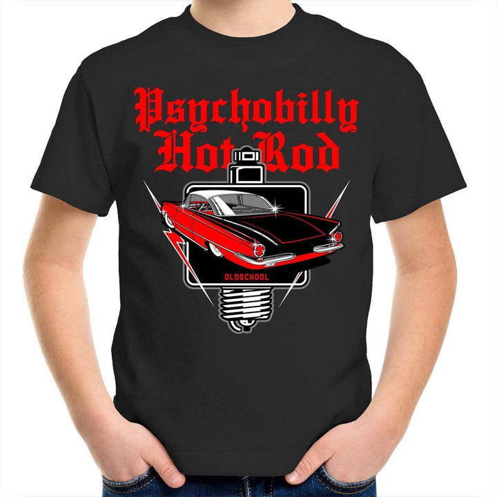 PSYCHOBILLY HOTROD Kids Youth Crew T-Shirt - Poison Arrow Retro