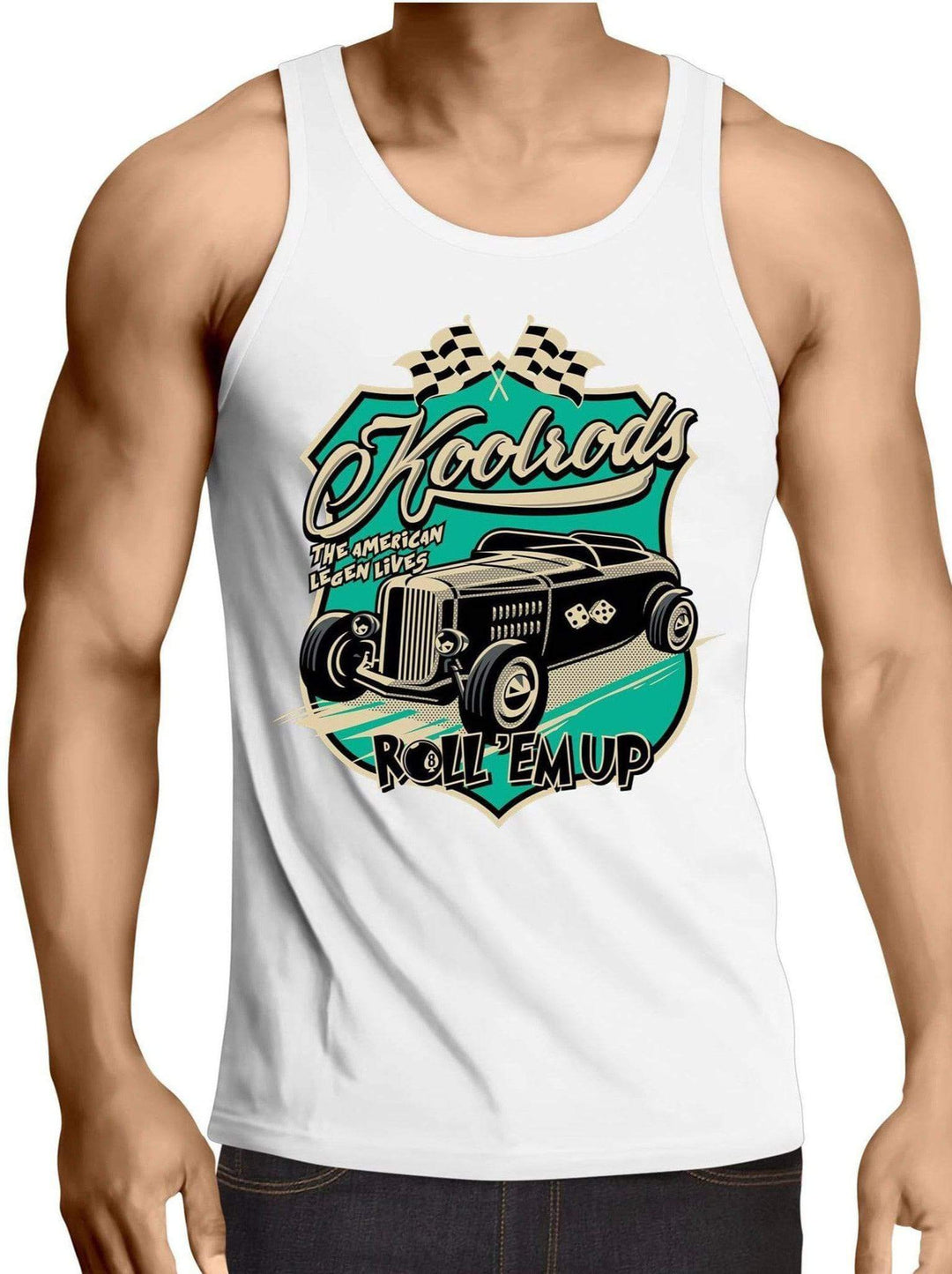 Koolrods Turquoise - Mens Singlet Top - Poison Arrow Retro