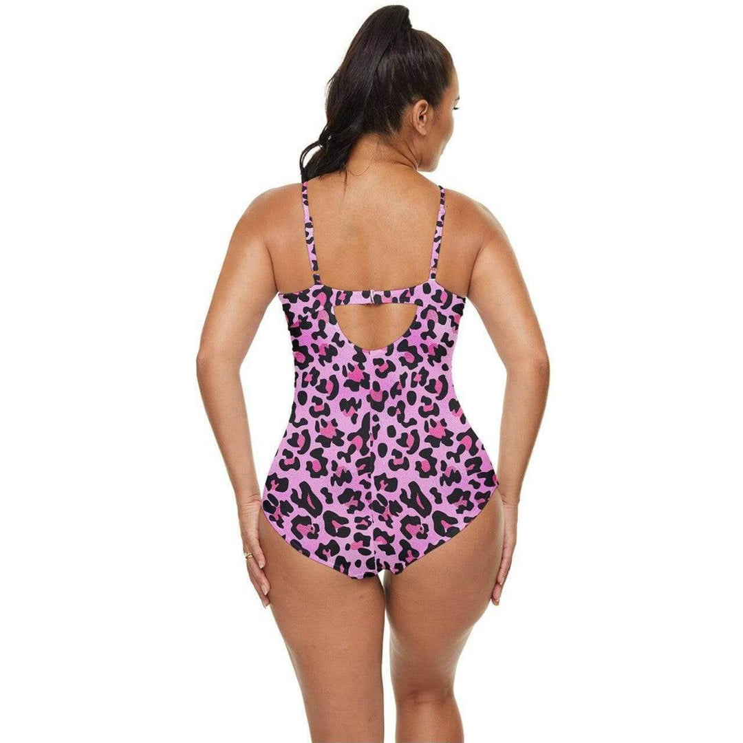 Pink Leopard Full Coverage Swimsuit - Poison Arrow Retro