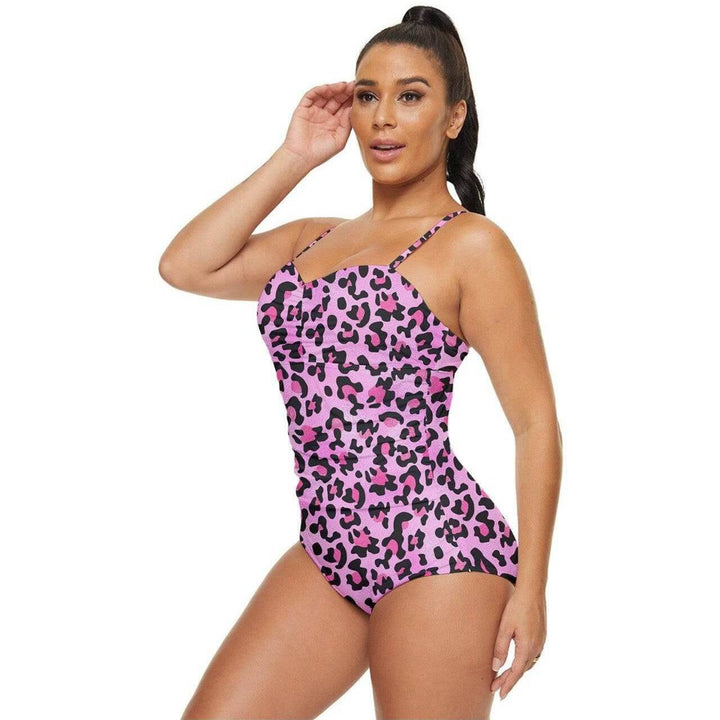 Pink Leopard Full Coverage Swimsuit - Poison Arrow Retro