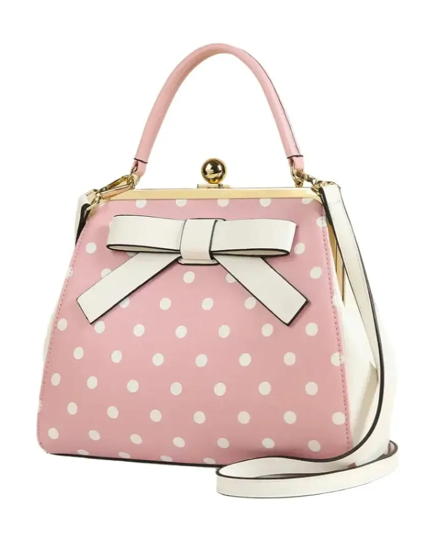 Pink Polka Dot Rockabilly Handbag Retro 50s Vintage Style