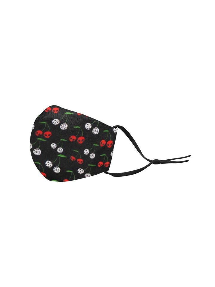 REUSABLE FACE MASKS WITH FILTERS - CHERRY SKULLS & DICE - Poison Arrow Retro