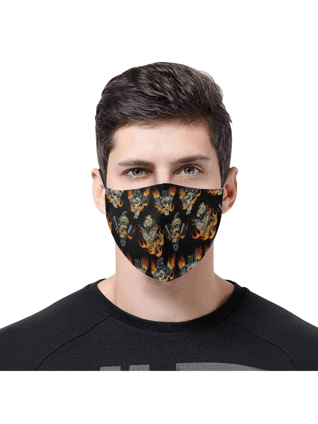 REUSABLE FACE MASKS WITH FILTERS - FLAMING SKULLS & PISTONS - Poison Arrow Retro