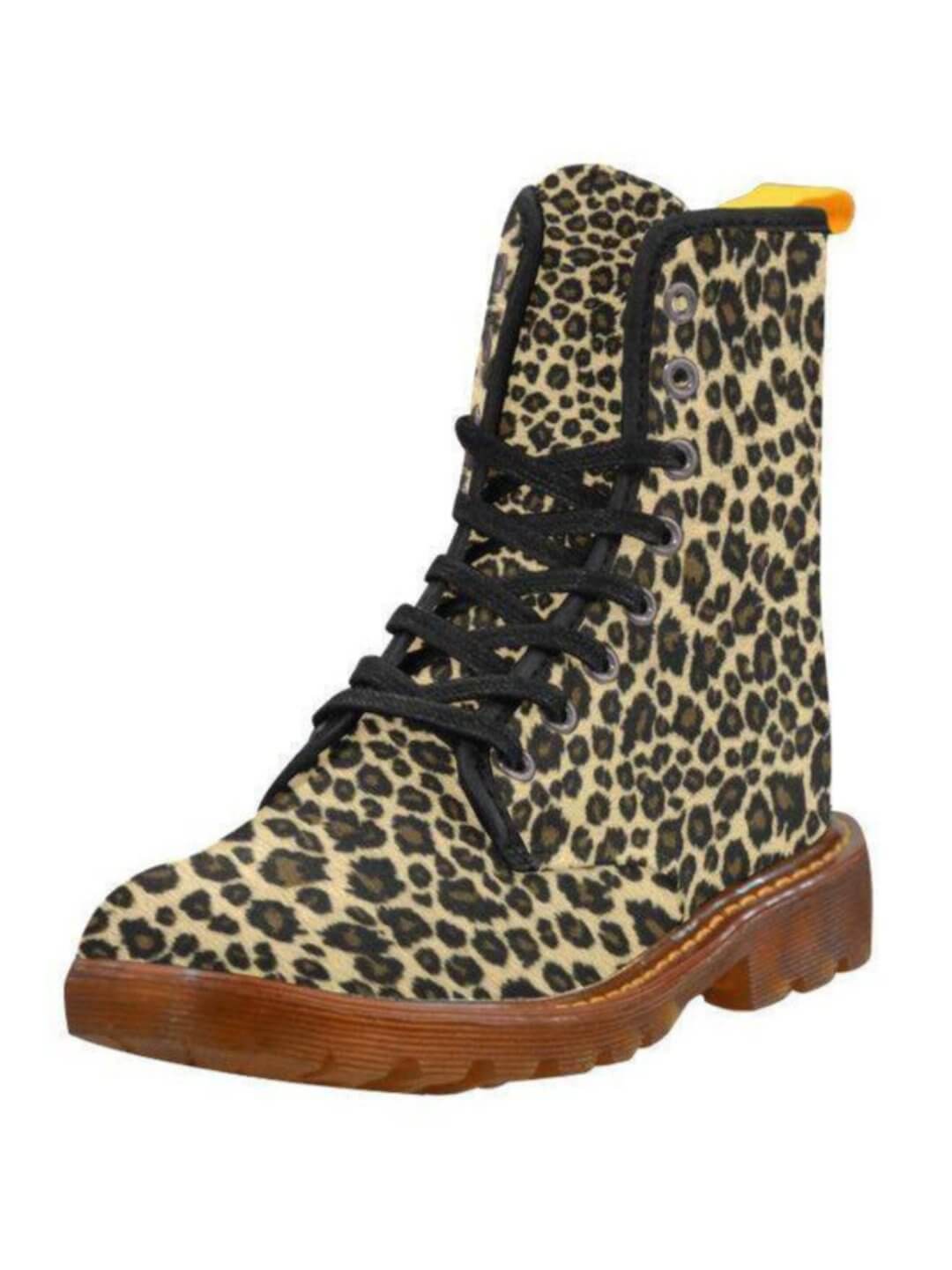 Leopard Print Women's Lace Up Combat Boots - Poison Arrow Retro
