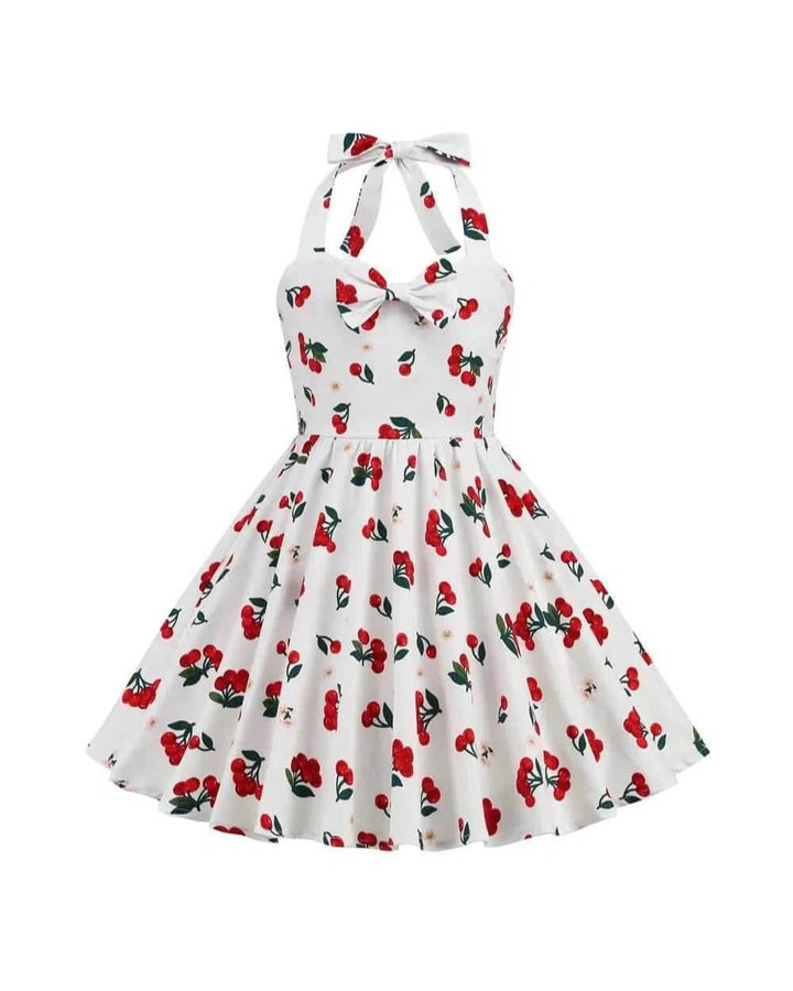 Girls Cherry Halter Rockabilly Dress - Poison Arrow Retro