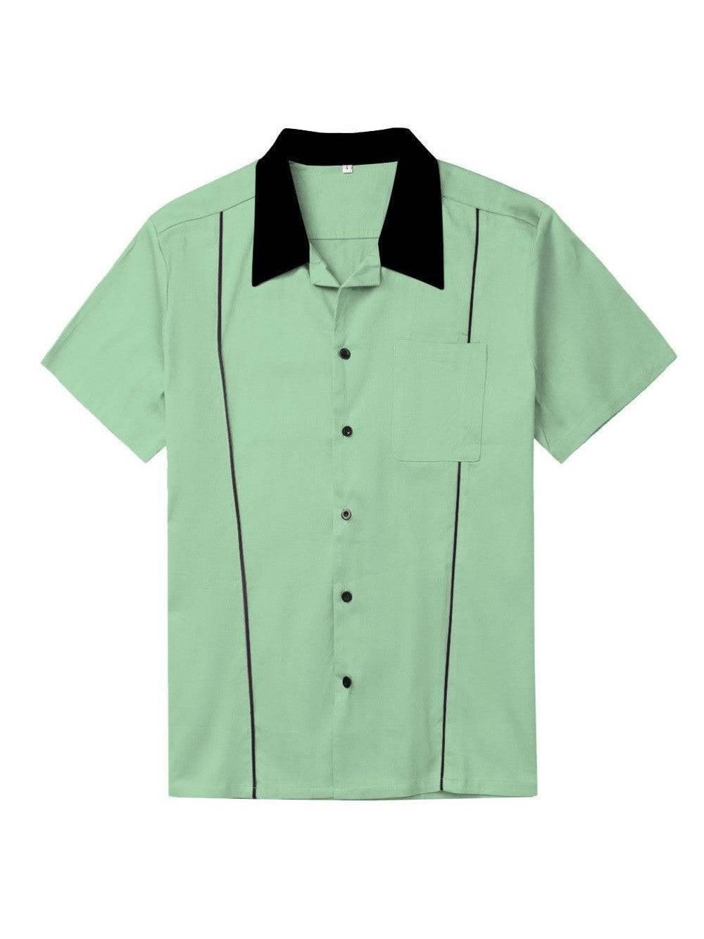 Men's Mint Green Vintage Bowling Dress Shirt