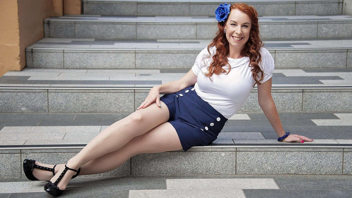 Pin Up Shorts- Nautical Navy - Poison Arrow Retro
