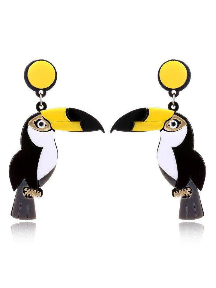 TOUCANS Acrylic Drop/Dangle Stud Post Earrings - Poison Arrow Retro