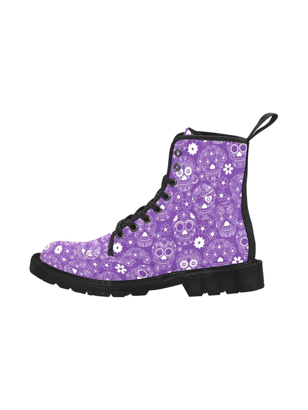 Purple Sugar Skulls Women's Lace Up Combat Boots