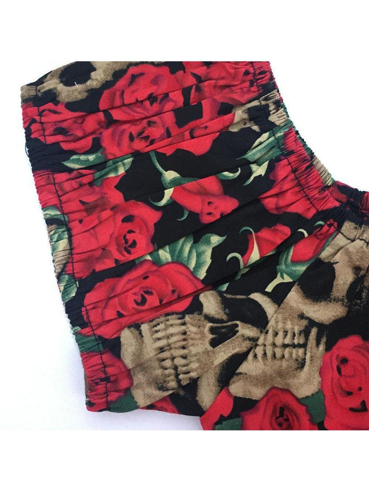 Skulls and Roses Peasant Style Top