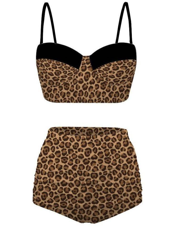 High waisted leopard bikini deals