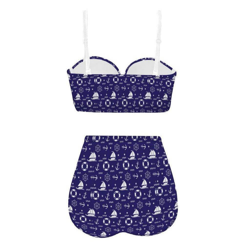 Nautical High Waist Retro Bikini - Poison Arrow Retro