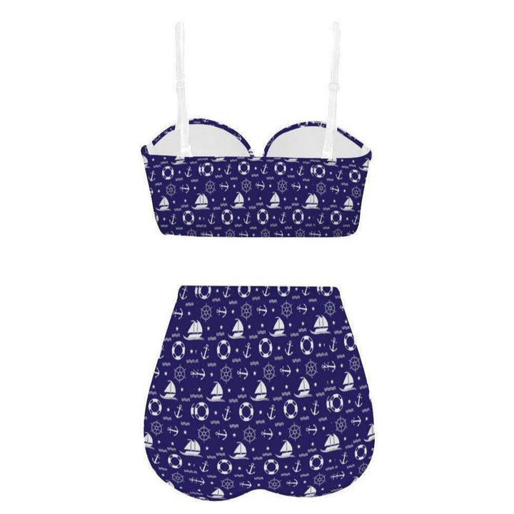 Nautical High Waist Retro Bikini - Poison Arrow Retro