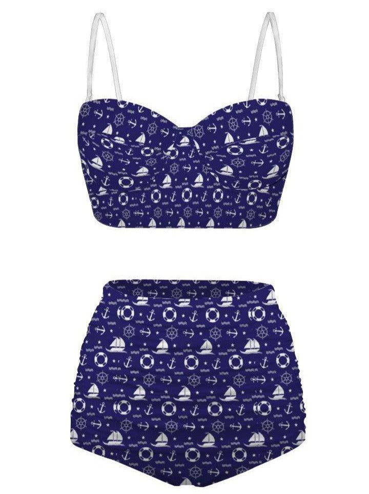 Nautical high waisted bikini online