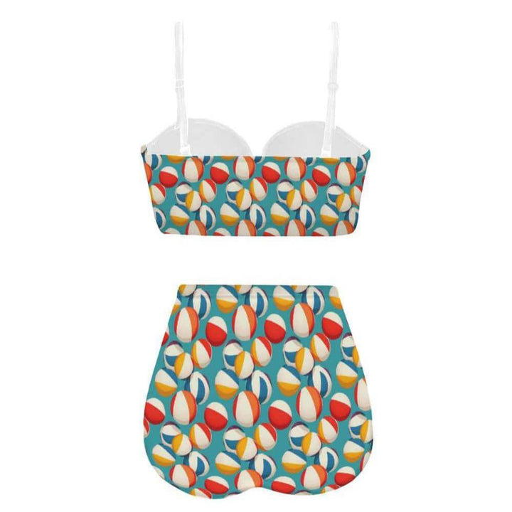 Retro Beach Balls High Waist Retro Bikini - Poison Arrow Retro