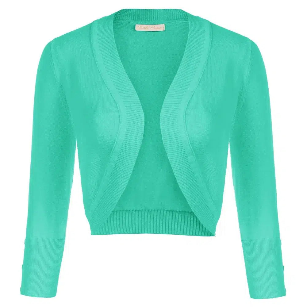 Turquoise Knitted Bolero 3/4 Sleeve