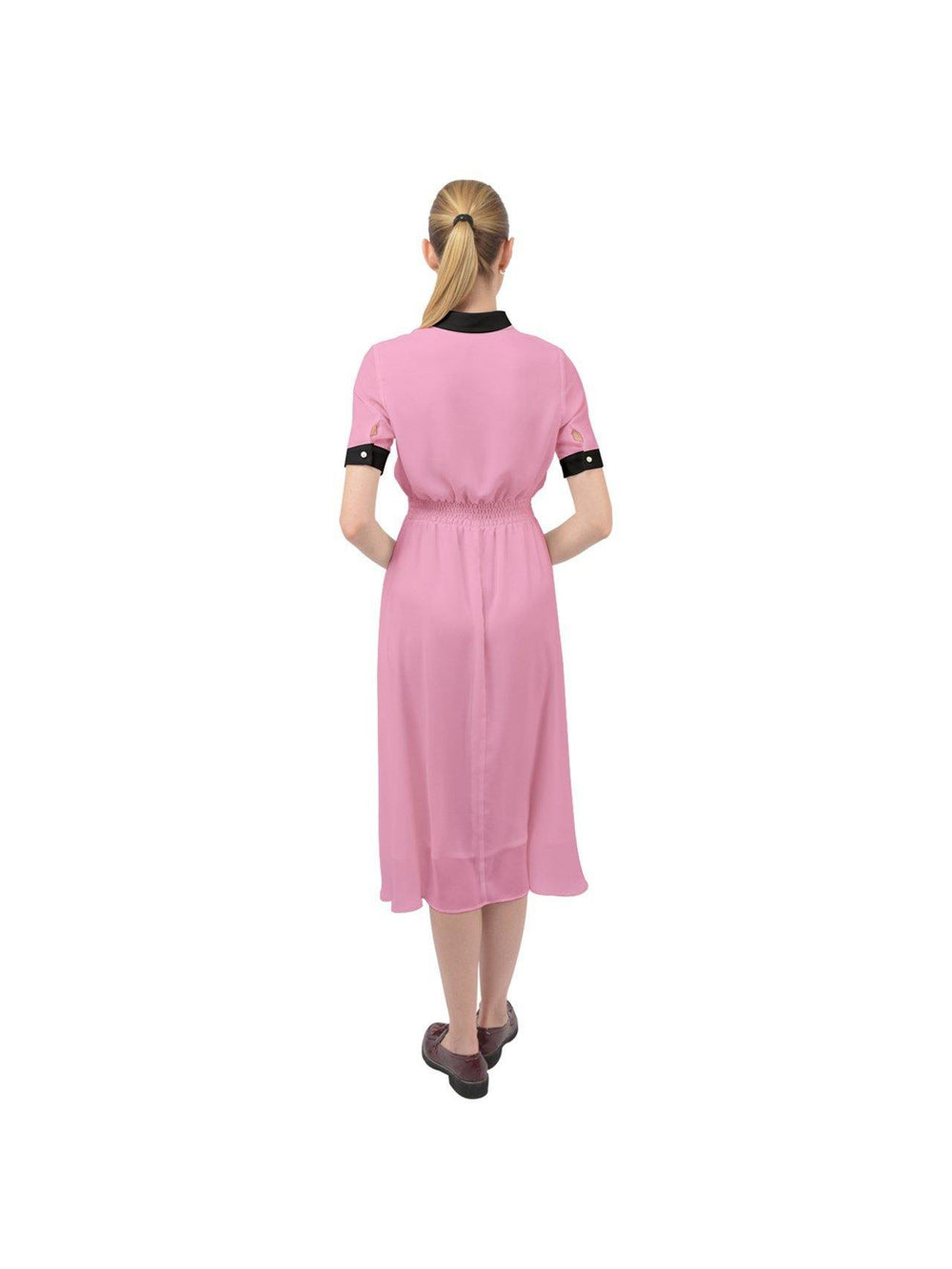 AVA 1940s Vintage Keyhole Neckline Dress Pink/Black