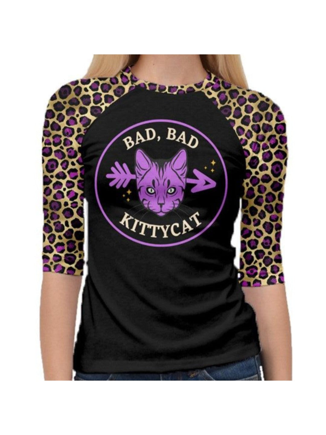 Bad Bad Kitty Cat 3/4 Raglan Tshirt