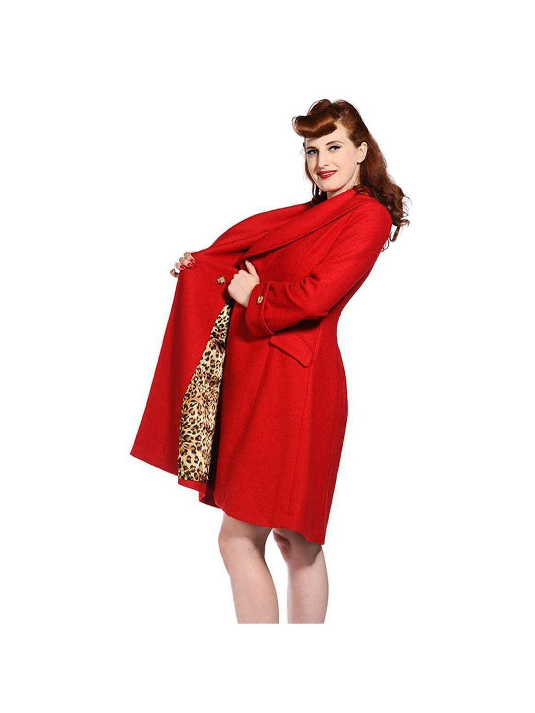 Banned UK Winter Coat Leopard Red