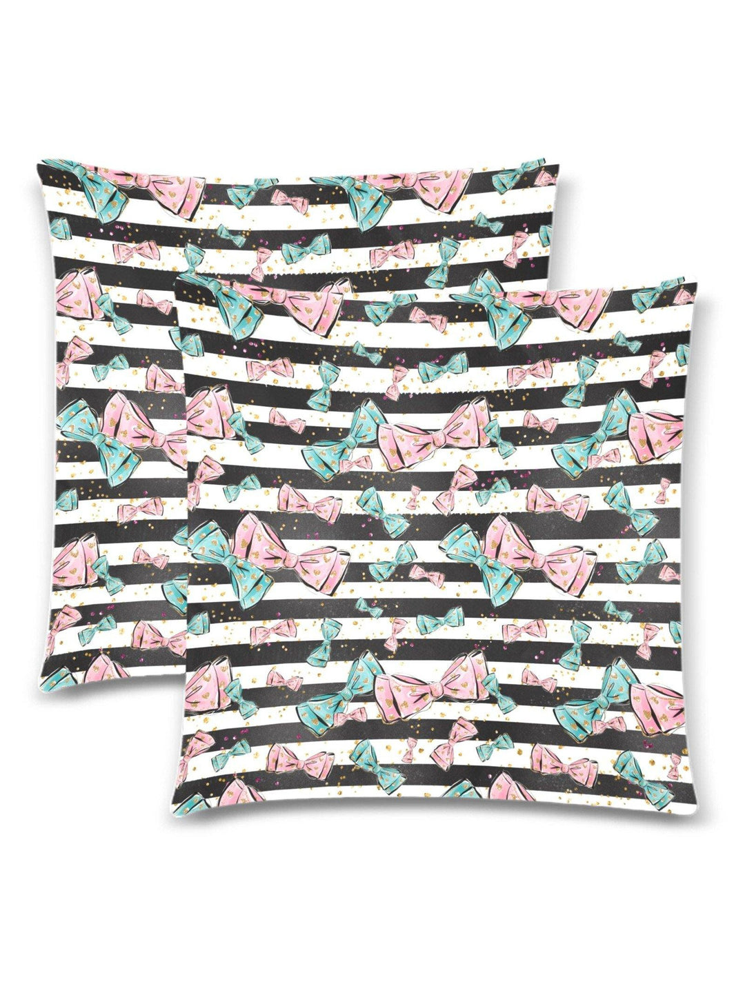 Bows Throw Pillow Cover 18"x 18" (Twin Sides) (Set of 2)
