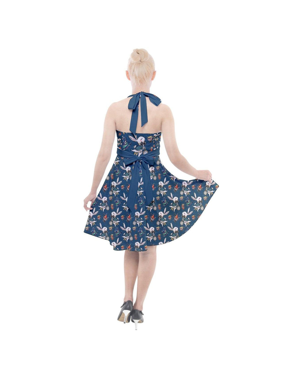 Down the Rabbit Hole Halter Party Swing Dress