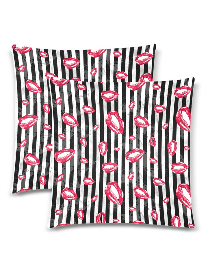LUCKY LIPS Throw Pillow Cover 18"x 18" (Twin Sides) (Set of 2)