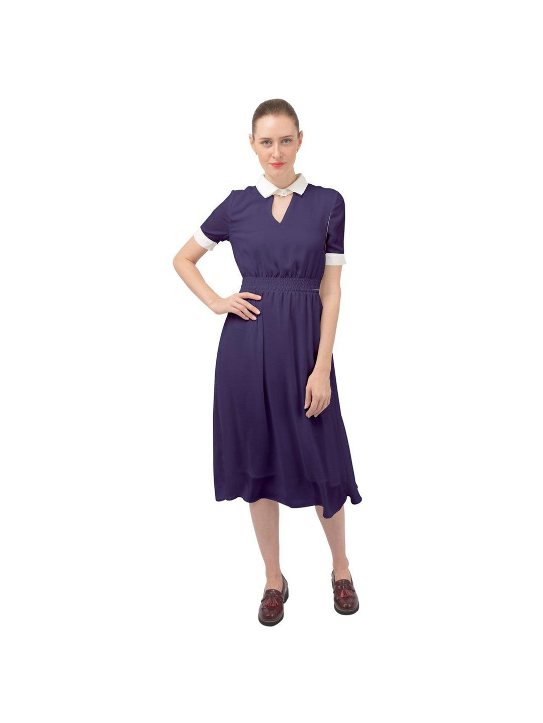 Navy Blue Ava 1940s Style Vintage Dress
